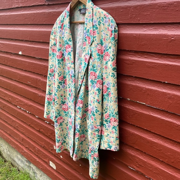 Vintage Woolrich Oversized Linen Cotton Blend Floral Blazer Women's Size L - Picture 6 of 11